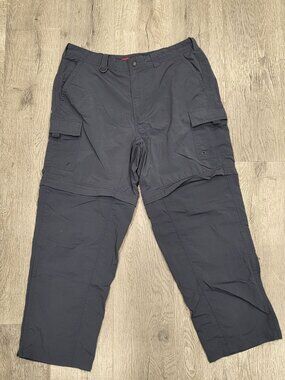 Reel Legends Mens Convertible Cargo Pants L/30 Gray Nylon Outdoor Hiking stains
